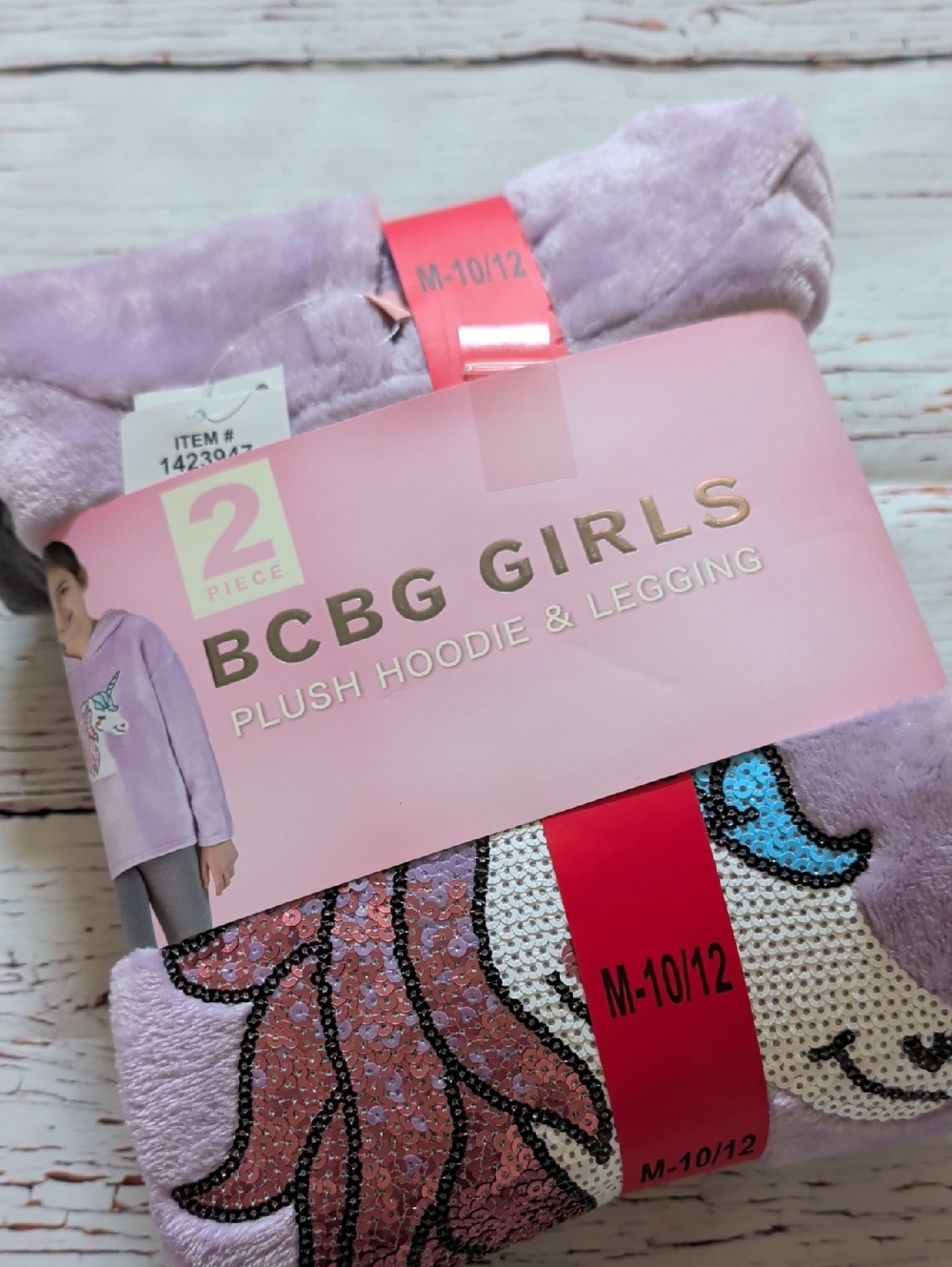 🆕 BCBGirls Plush Hoodie & Leggings Set - Light Purple with Sequin Unicorn